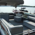 Large pontoon rental boat is perfect for large groups wanting lake time fun
