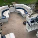 Fish Trap Lake boat rental includes this 18ft pontoon