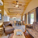 Living and dining area of Campfire Bay Resort's 2br lake cabin rentals