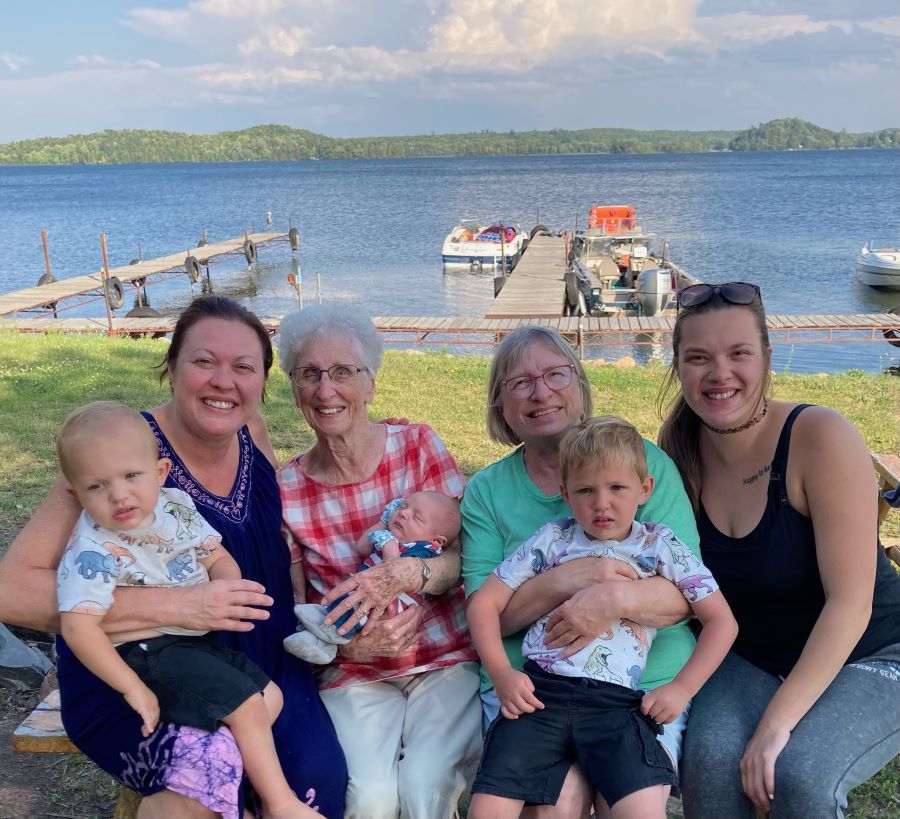 5 generations sitting at the lake