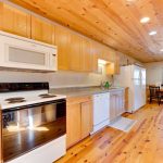 A 3 story 4br rental cabin with large fully-equipped kitchen with two refrigerators, full size range, and microwave.