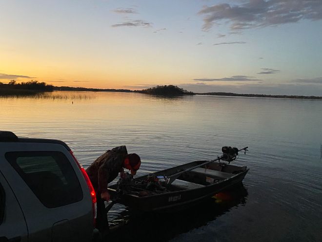 Launching a duck boat on a local lake in central MN