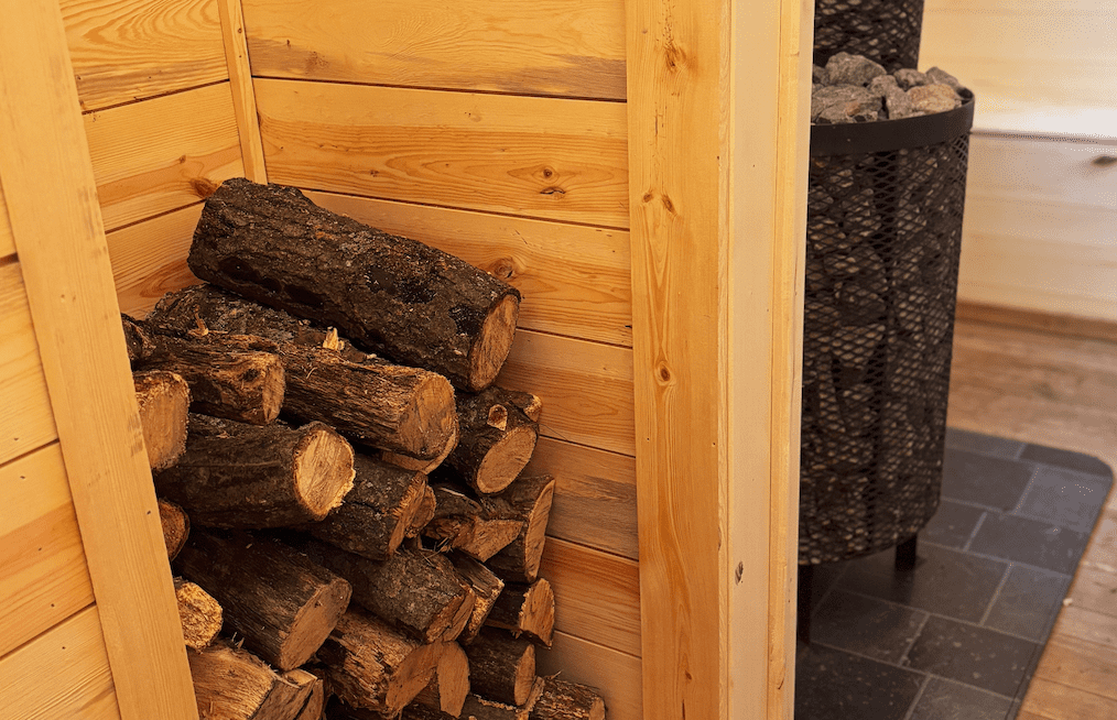 Horizontal Wood Stack in Sauna